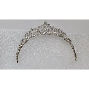 Elegant Rhinestone Wedding Tiara Silver Tone Bridal Crown Crystal Headpiece